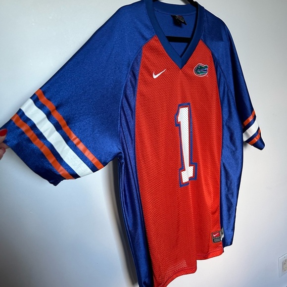 Vintage Nike Florida Gators NCAA Football Jersey #1 Blue Orange Men's Size Large - Picture 8 of 14